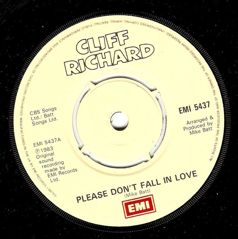 CLIFF RICHARD Please Don't Fall In Love Vinyl Record 7 Inch EMI 1983