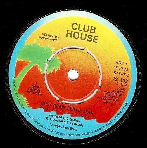 CLUB HOUSE Do It Again / Billie Jean Vinyl Record 7 Inch Island 1983