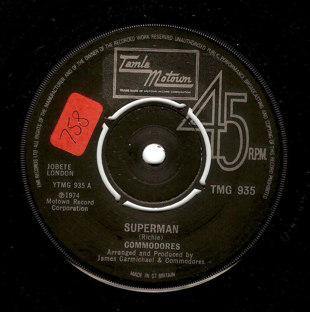 COMMODORES Superman Vinyl Record 7 Inch Tamla Motown 1975