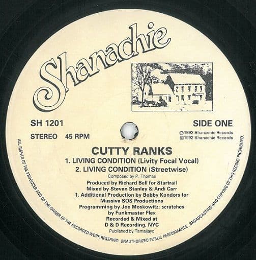 CUTTY RANKS Living Condition Vinyl Record 12 Inch US Shanachie 1992