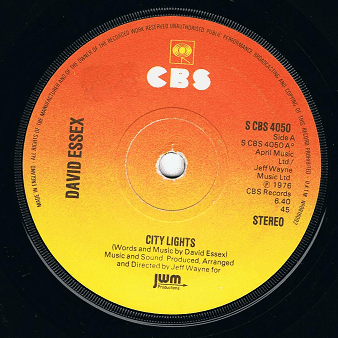 DAVID ESSEX City Lights Vinyl Record 7 Inch CBS 1976