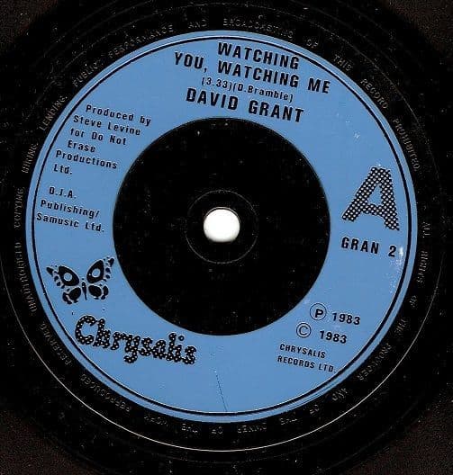 DAVID GRANT Watching You, Watching Me Vinyl Record 7 Inch Chrysalis 1983
