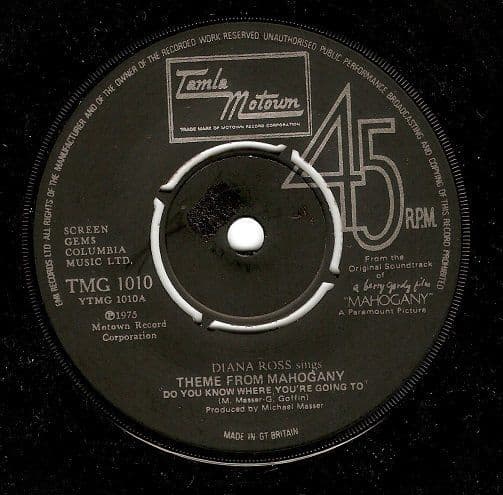 DIANA ROSS Theme From Mahogany Vinyl Record 7 Inch Tamla Motown 1975