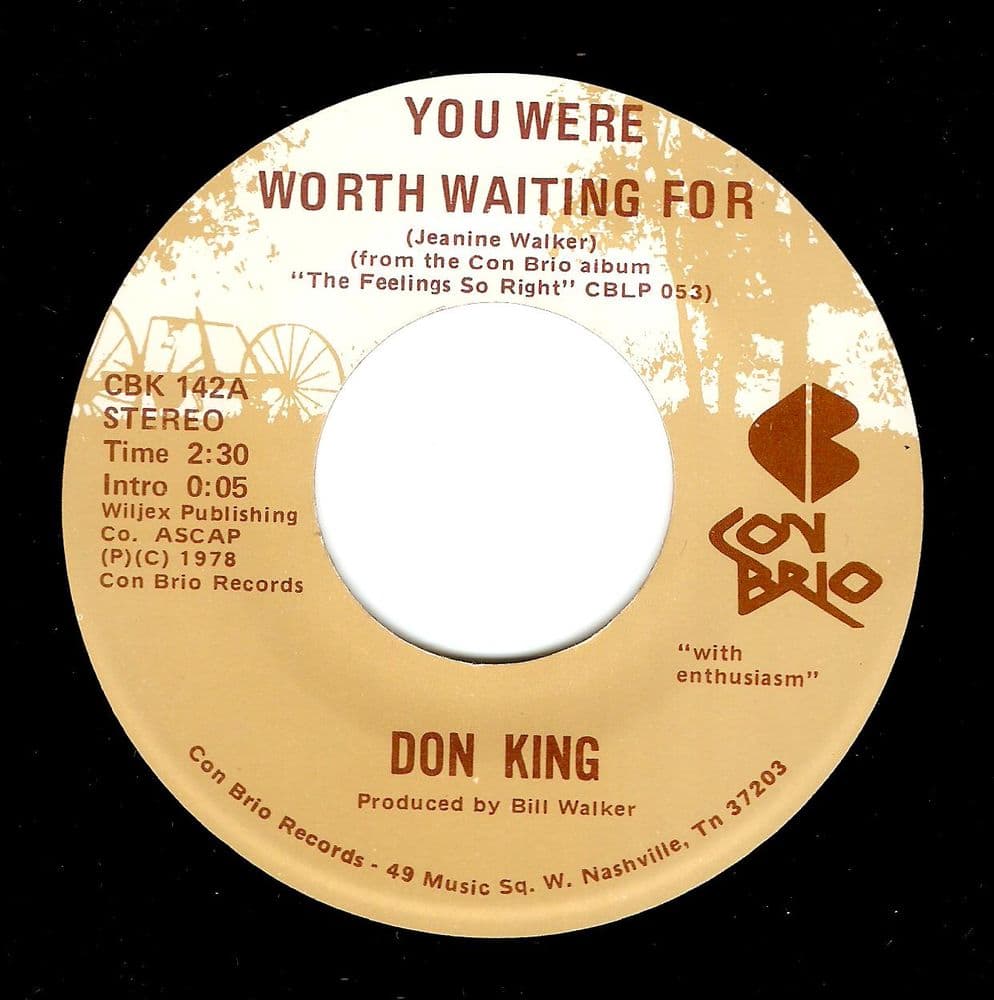 DON KING You Were Worth Waiting For Vinyl Record 7 Inch US Con Brio 1978