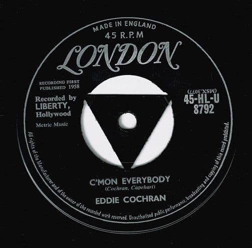 EDDIE COCHRAN C'mon Everybody Vinyl Record 7 Inch London 1959
