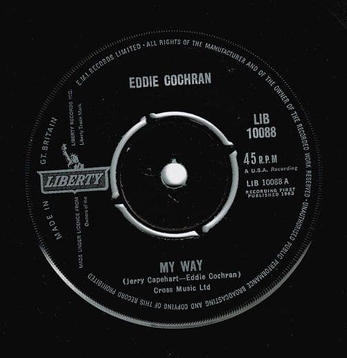 EDDIE COCHRAN My Way Vinyl Record 7 Inch Liberty 1963