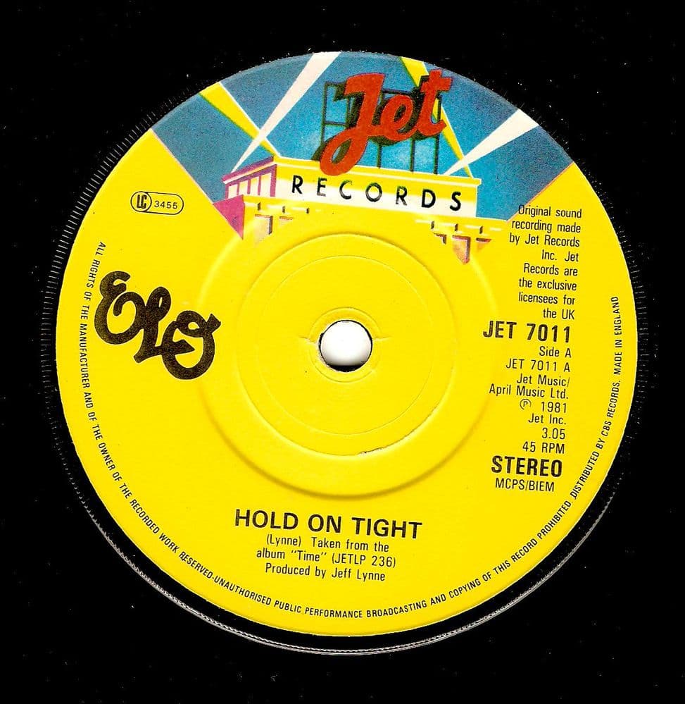 ELECTRIC LIGHT ORCHESTRA ELO Hold On Tight Vinyl Record 7 Inch Jet 1981