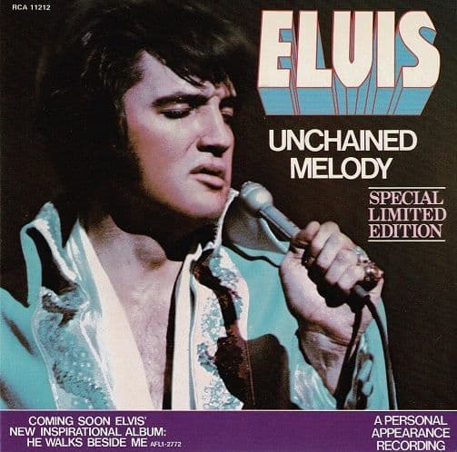 ELVIS PRESLEY Unchained Melody Vinyl Record 7 Inch Canadian RCA 1978 White Vinyl