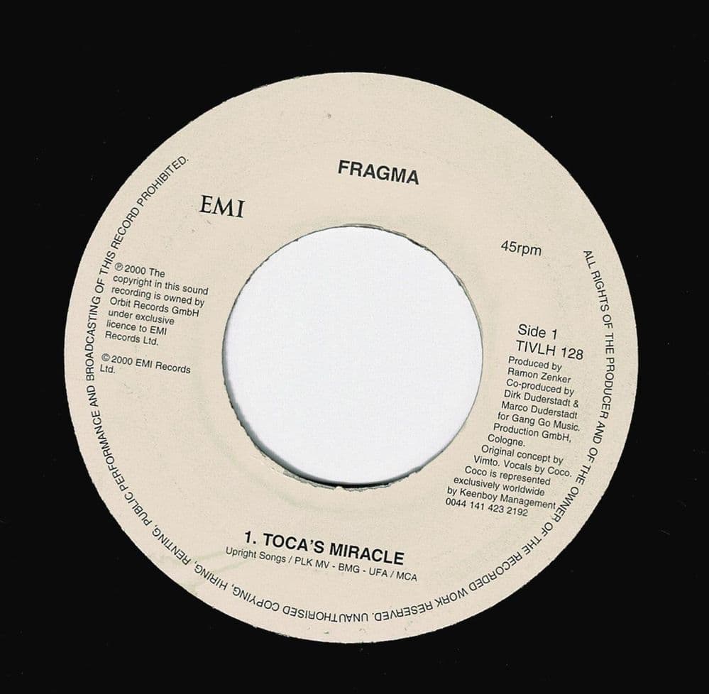 FRAGMA Toca's Miracle Vinyl Record 7 Inch EMI 2000