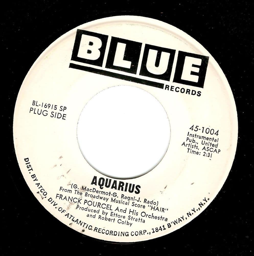 FRANCK POURCEL Aquarius Vinyl Record 7 Inch US Blue 1969 Promo