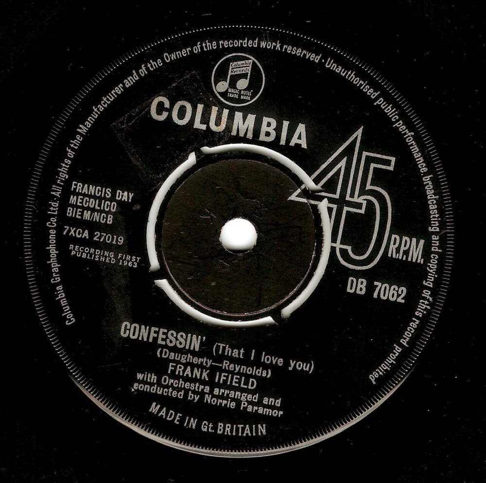 FRANK IFIELD Confessin' (That I Love You) Vinyl Record 7 Inch Columbia 1963