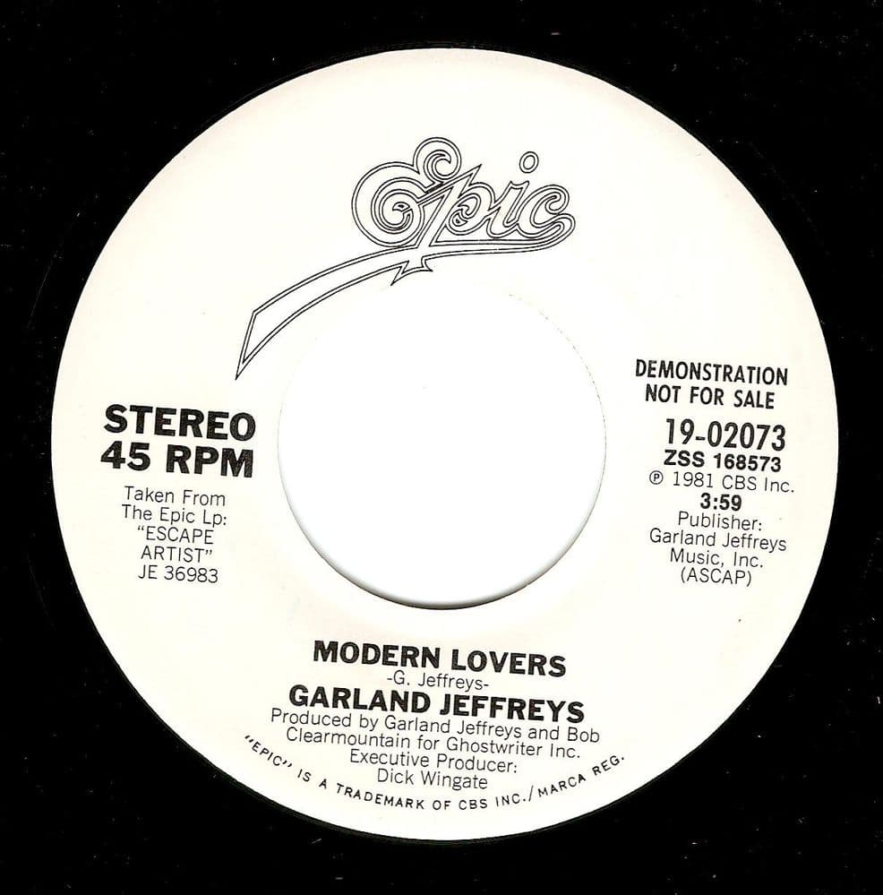 GARLAND JEFFREYS Modern Lovers Vinyl Record 7 Inch US Epic 1981 Demo