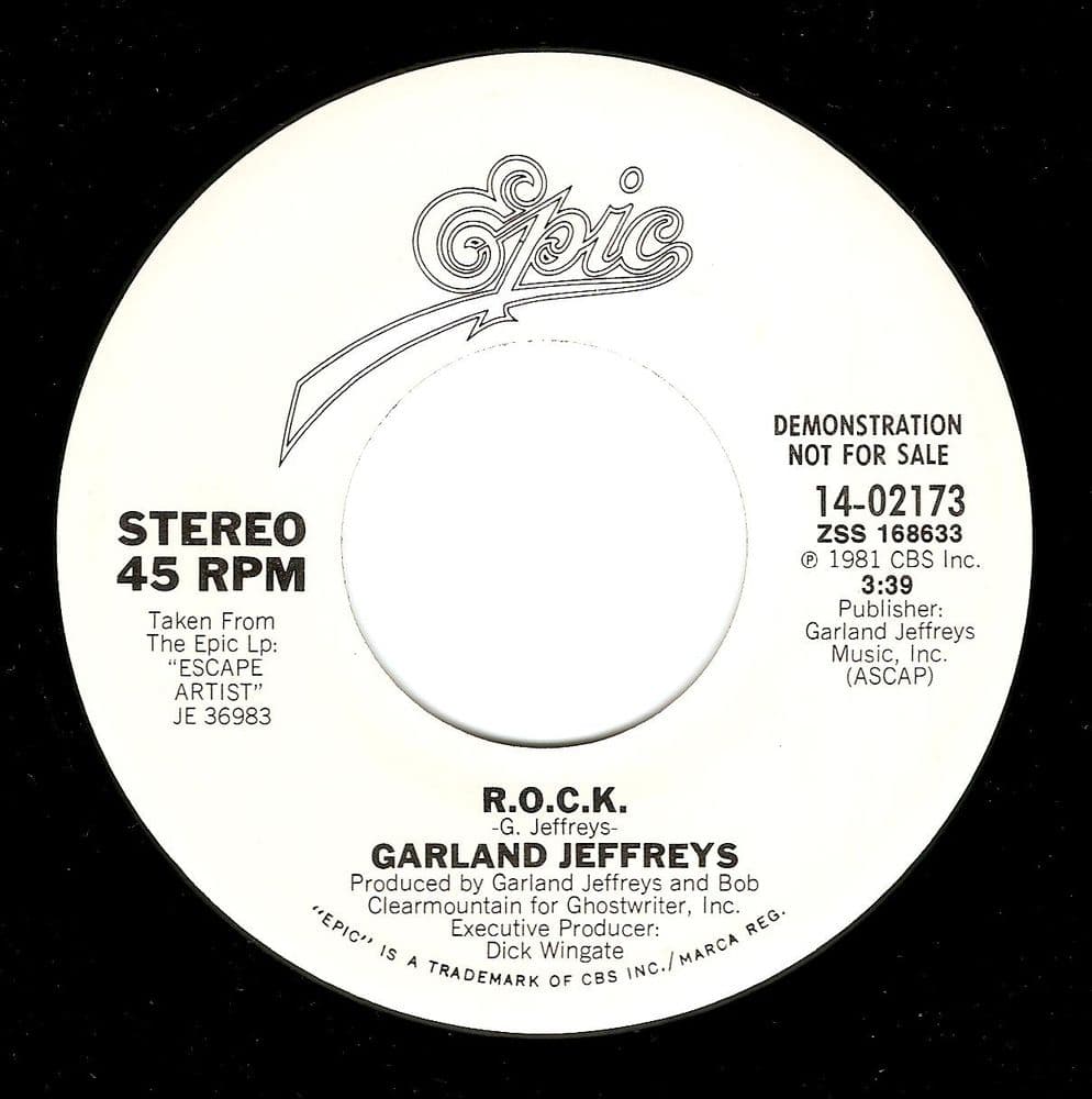 GARLAND JEFFREYS R.O.C.K. Vinyl Record 7 Inch US Epic 1981 Demo