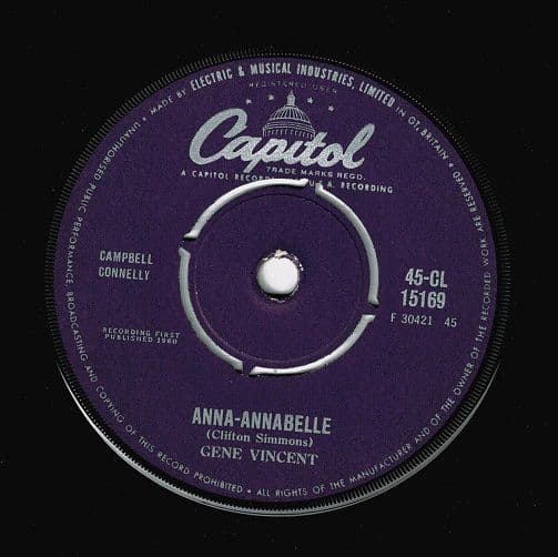 GENE VINCENT Anna-Annabelle Vinyl Record 7 Inch Capitol 1960