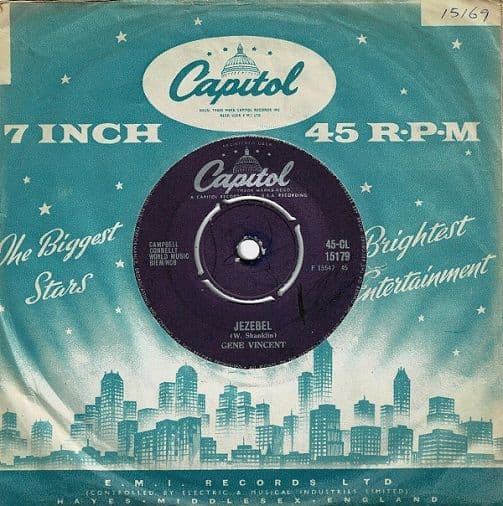 GENE VINCENT Jezebel Vinyl Record 7 Inch Capitol 1961