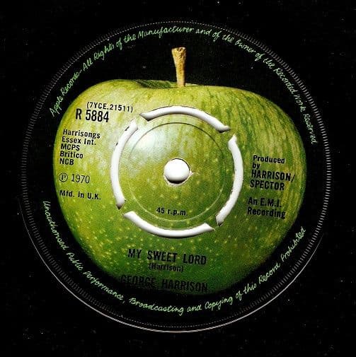 George Harrison My Sweet Lord Vinyl Record 7 Inch Apple 1970