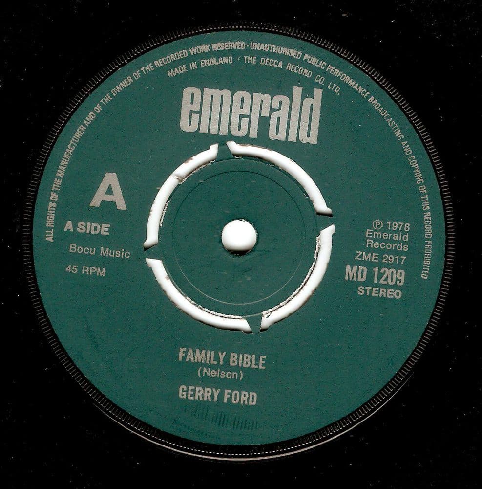 GERRY FORD Family Bible Vinyl Record 7 Inch Emerald 1978