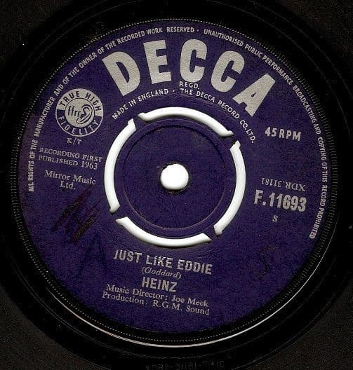 HEINZ Just Like Eddie Vinyl Record 7 Inch Decca 1963