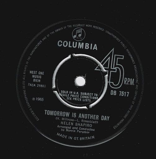 HELEN SHAPIRO Tomorrow Is Another Day Vinyl Record 7 Inch Columbia 1965