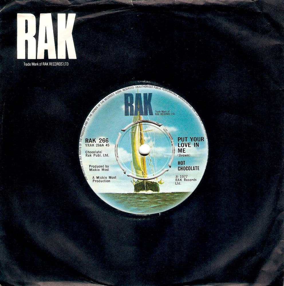 HOT CHOCOLATE Put Your Love In Me Vinyl Record 7 Inch RAK 1977