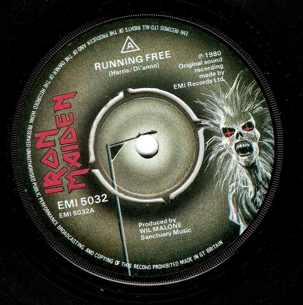 IRON MAIDEN Running Free Vinyl Record 7 Inch EMI 1980