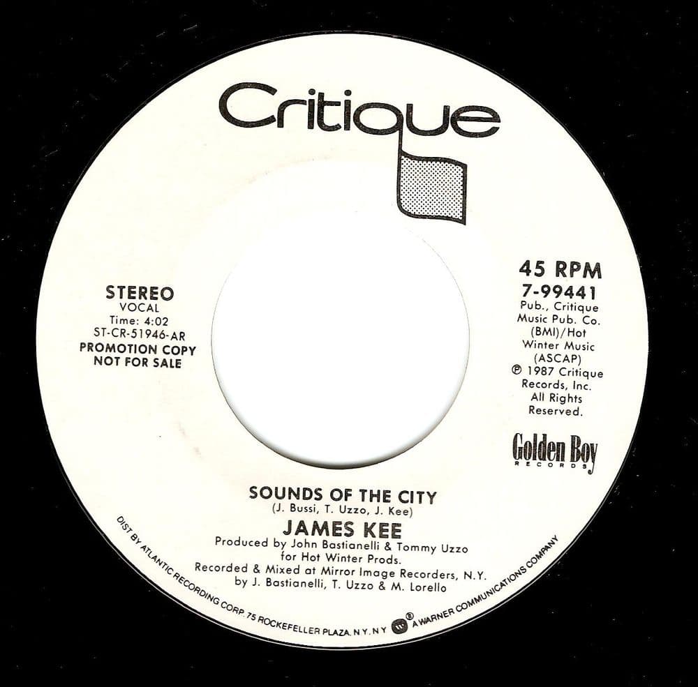 JAMES KEE Sounds Of The City Vinyl Record 7 Inch US Critique 1987 Promo