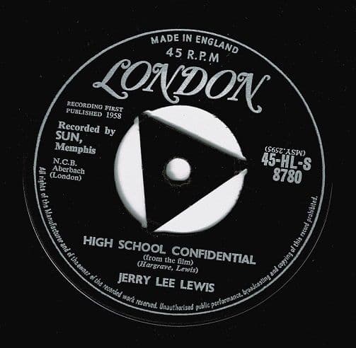 JERRY LEE LEWIS High School Confidential Vinyl Record 7 Inch London 1958.