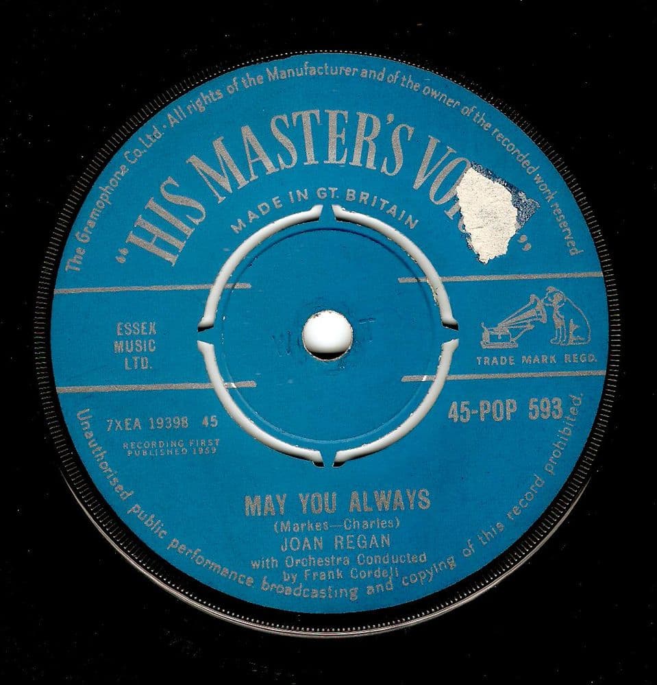 JOAN REGAN May You Always Vinyl Record 7 Inch HMV 1959