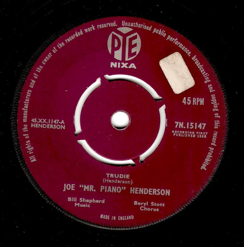 JOE 'MR. PIANO' HENDERSON Trudie Vinyl Record 7 Inch Pye 1958