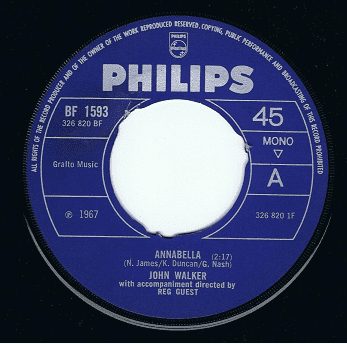 JOHN WALKER Annabella Vinyl Record 7 Inch Philips 1967