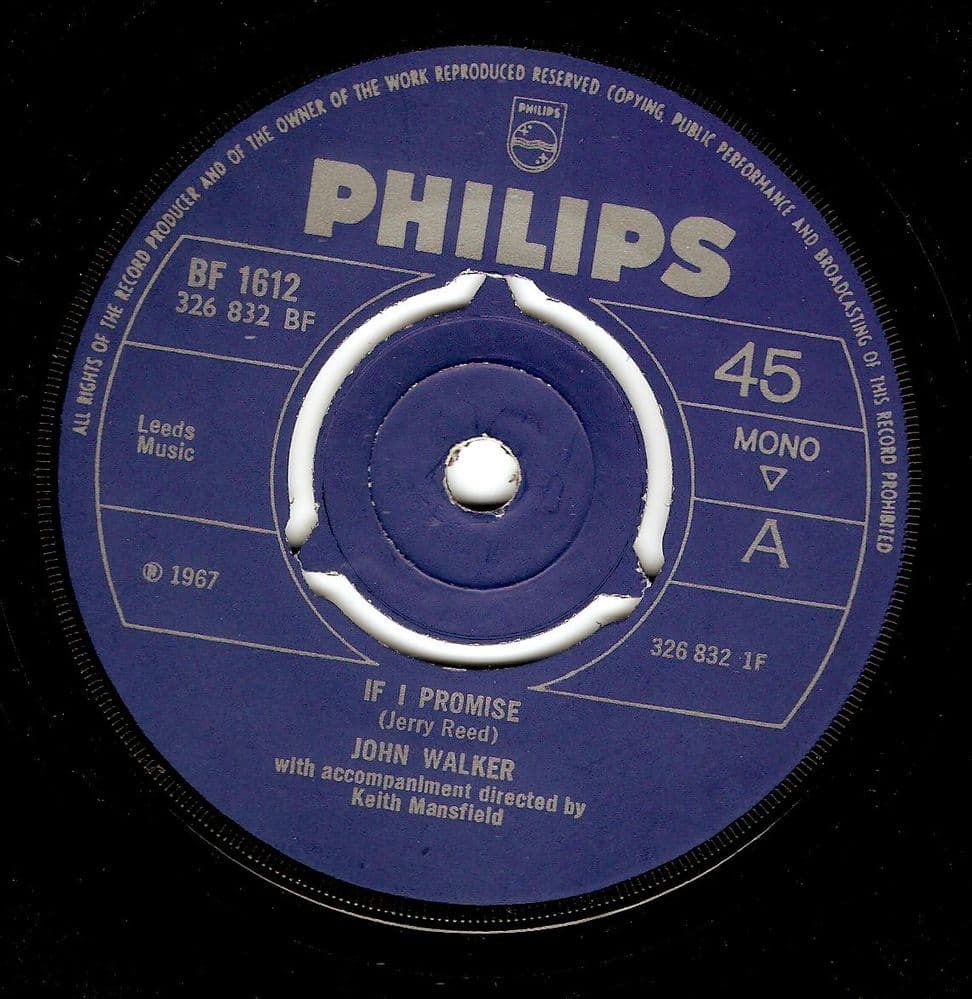 JOHN WALKER If I Promise Vinyl Record 7 Inch Philips 1967