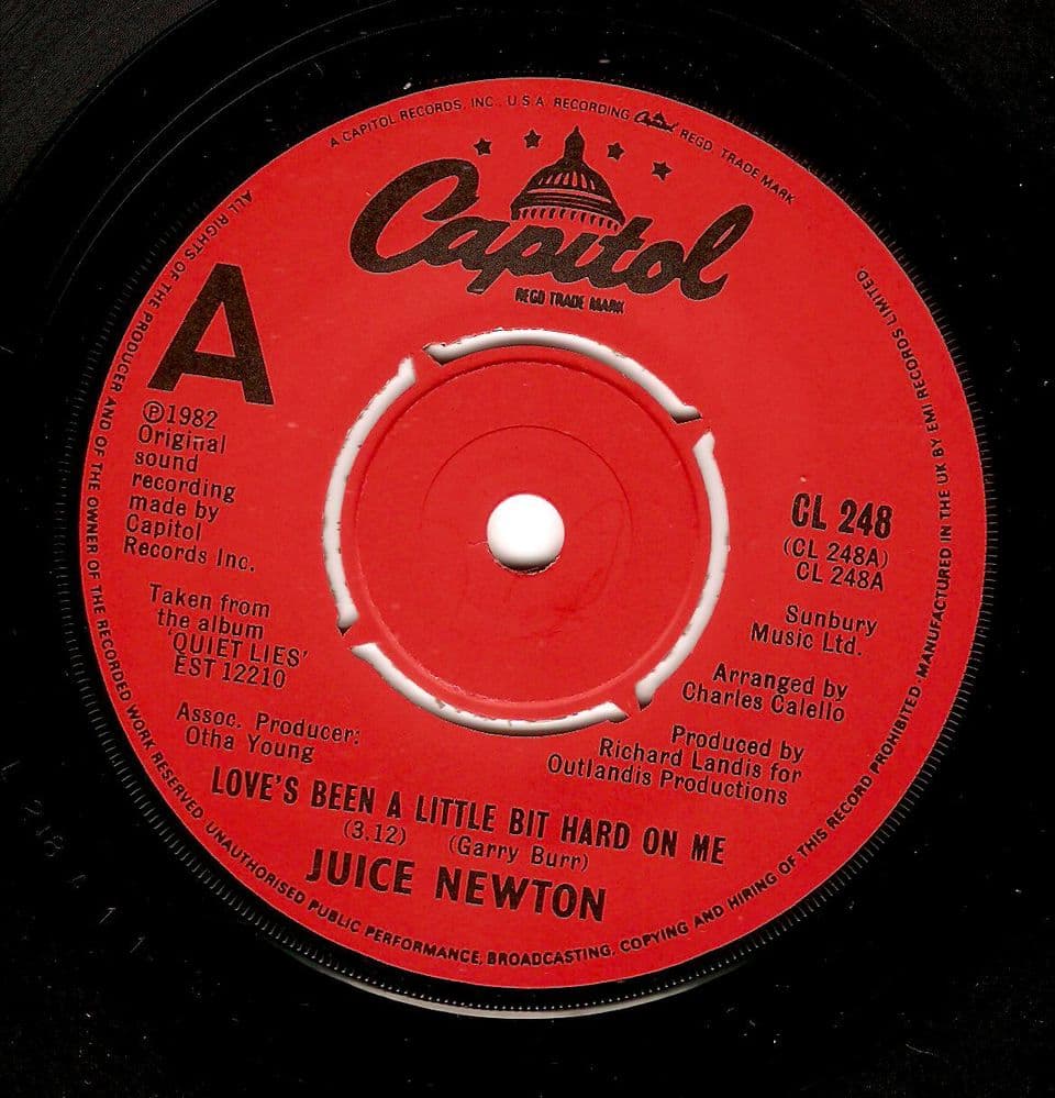 JUICE NEWTON Love's Been A Little Bit Hard On Me Vinyl Record 7 Inch Capitol 1982