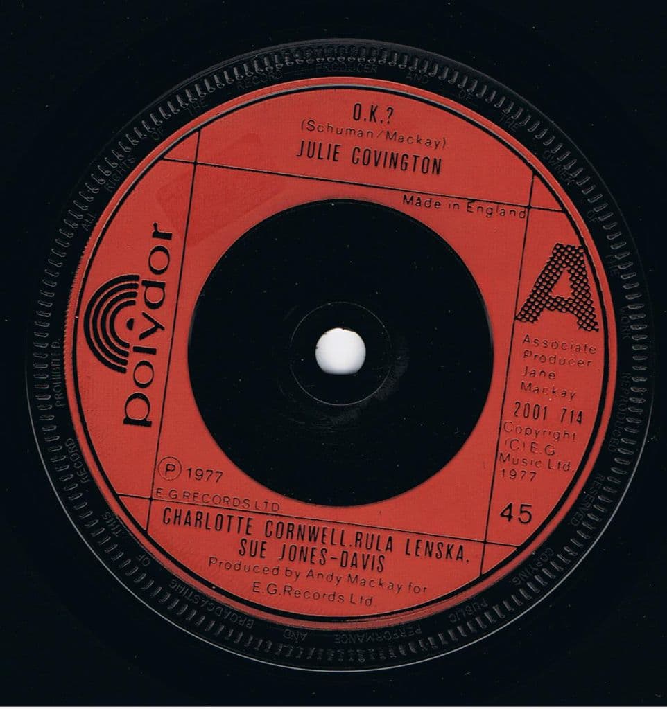 JULIE COVINGTON O K Vinyl Record 7 Inch Polydor 1977