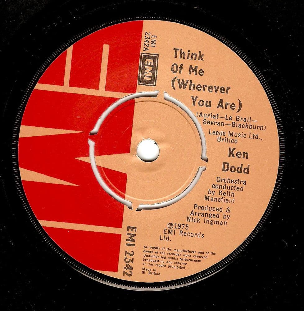 KEN DODD Think Of Me (Wherever You Are) Vinyl Record 7 Inch EMI 1975