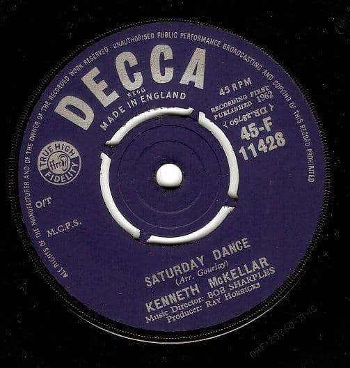 KENNETH McKELLAR Saturday Dance Vinyl Record 7 Inch Decca 1962