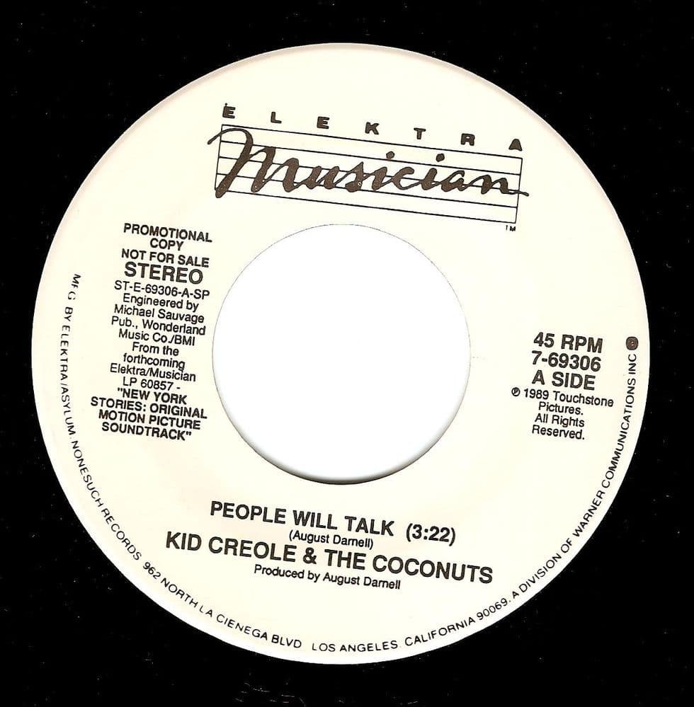 KID CREOLE AND THE COCONUTS People Will Talk Vinyl Record 7 Inch US Elektra Musician 1989 Promo