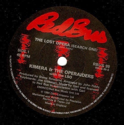 KIMERA AND THE OPERAIDERS The Lost Opera Vinyl Record 7 Inch Red Bus 1984