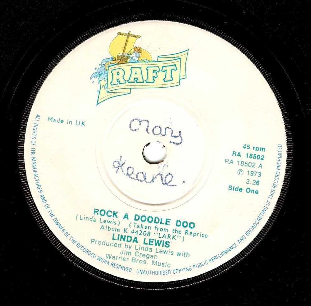 LINDA LEWIS Rock A Doodle Doo Vinyl Record 7 Inch Raft 1973