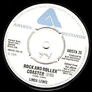 LINDA LEWIS Rock And Roller Coaster Vinyl Record 7 Inch Arista 1975