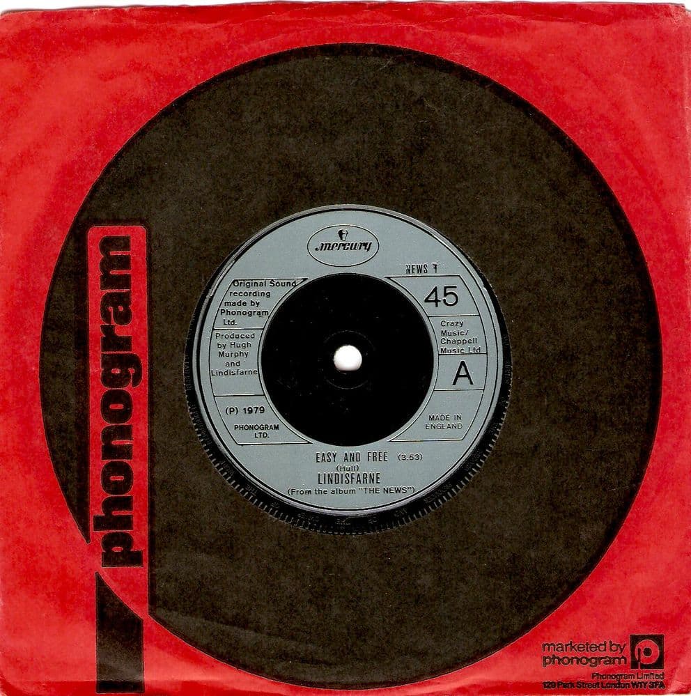 LINDISFARNE Easy And Free Vinyl Record 7 Inch Mercury 1979