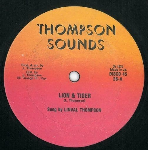 LINVAL THOMPSON Lion And Tiger Vinyl Record 12 Inch Jamaican Thompson Sounds 1979