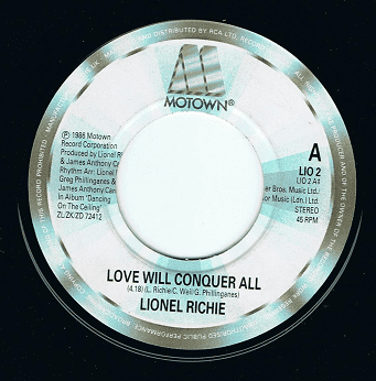 LIONEL RICHIE Love Will Conquer All 7" Single Vinyl Record 45rpm LIO 2 Motown 1986