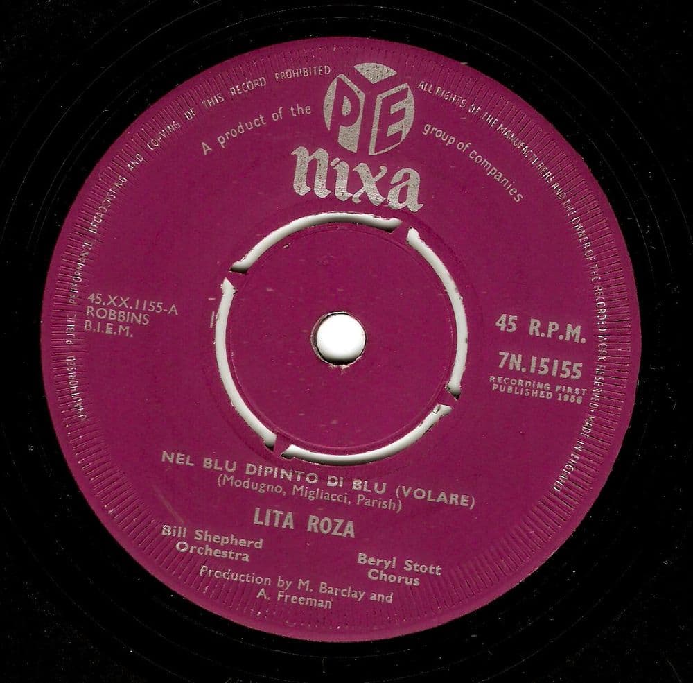 LITA ROZA Nel Blu Dipinto Di Blu (Volare) Vinyl Record 7 Inch Pye 1958
