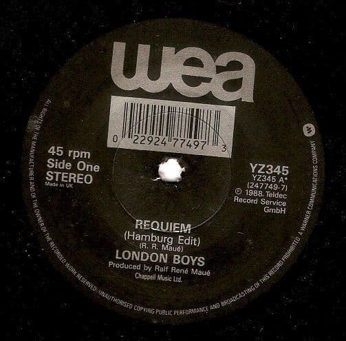 LONDON BOYS Requiem Vinyl Record 7 Inch WEA 1988