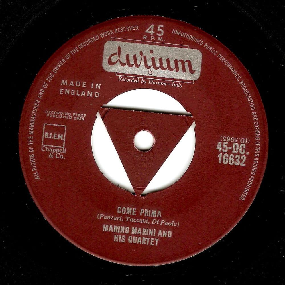 MARINO MARINI Come Prima Vinyl Record 7 Inch Durium 1958