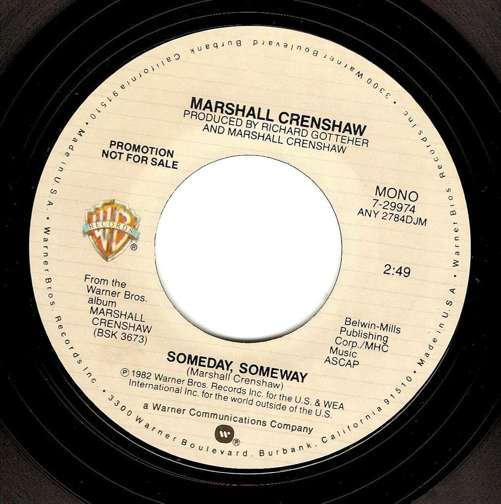 MARSHALL CRENSHAW Someday Someway Vinyl Record 7 Inch US Warner Bros ...