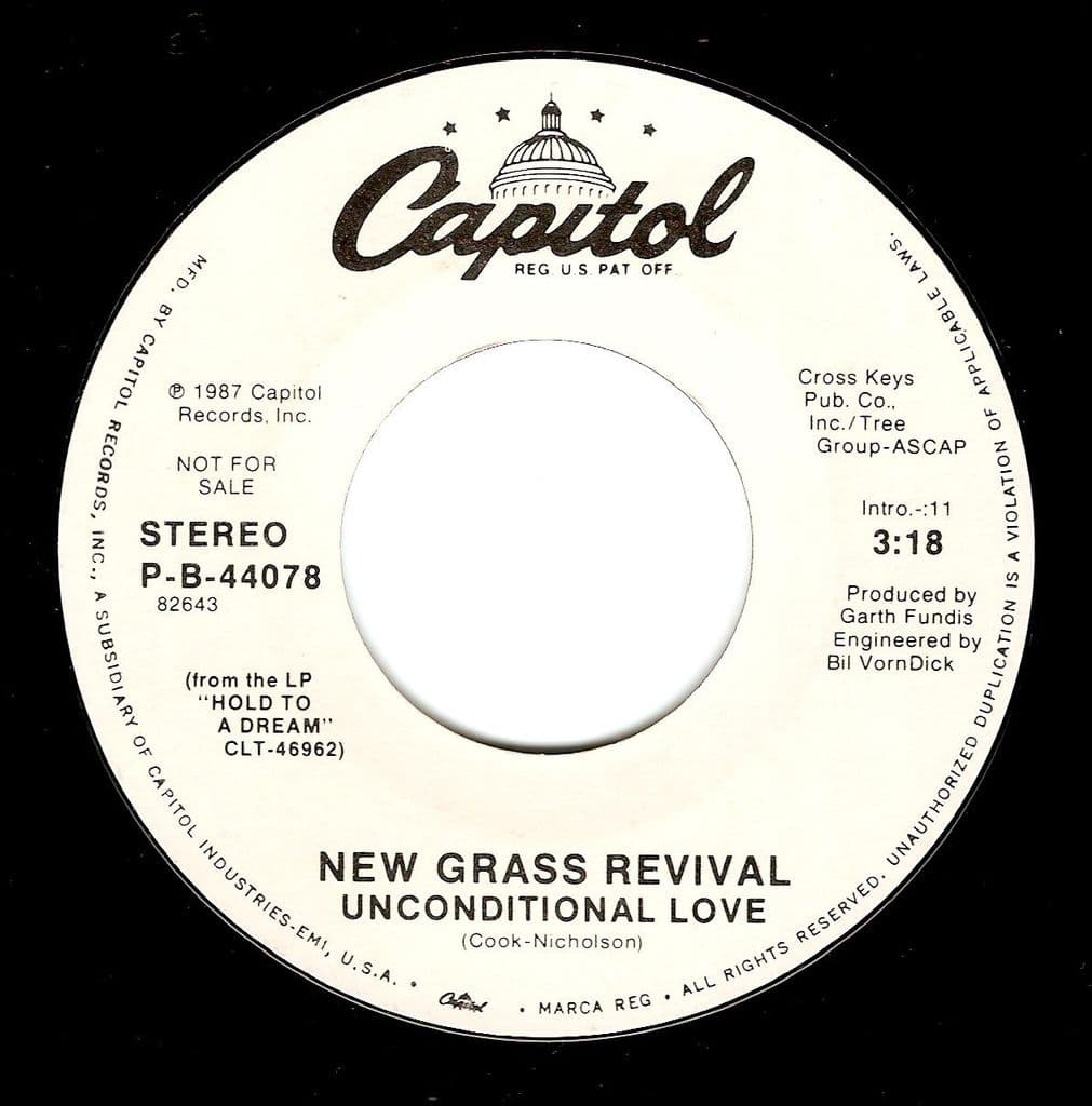 NEW GRASS REVIVAL Unconditional Love Vinyl Record 7 Inch US Capitol