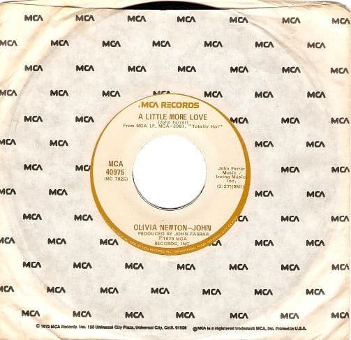 OLIVIA NEWTON-JOHN A Little More Love Vinyl Record 7 Inch US MCA 1978