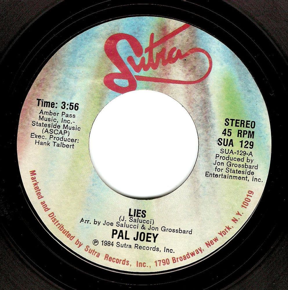 PAL JOEY Lies Vinyl Record 7 Inch US Sutra 1984