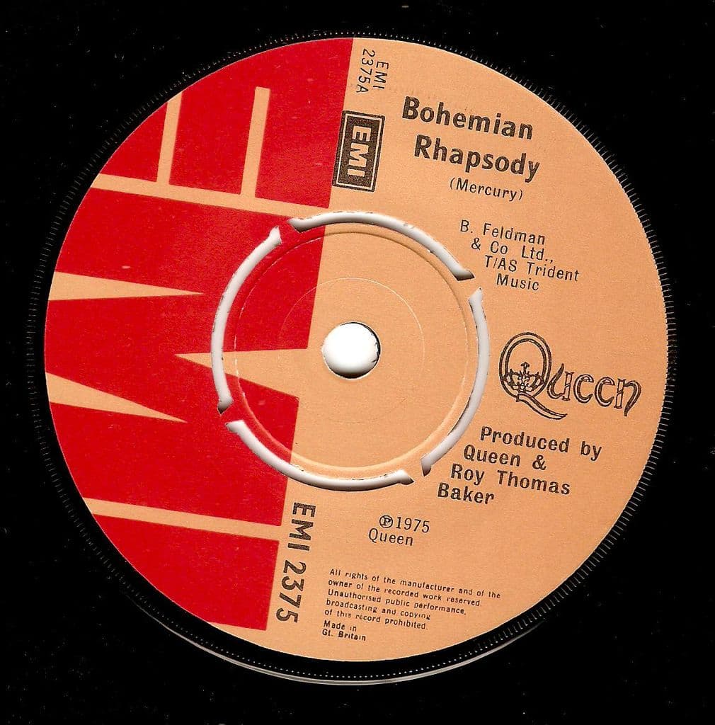 QUEEN Bohemian Rhapsody Vinyl Record 7 Inch EMI 1975